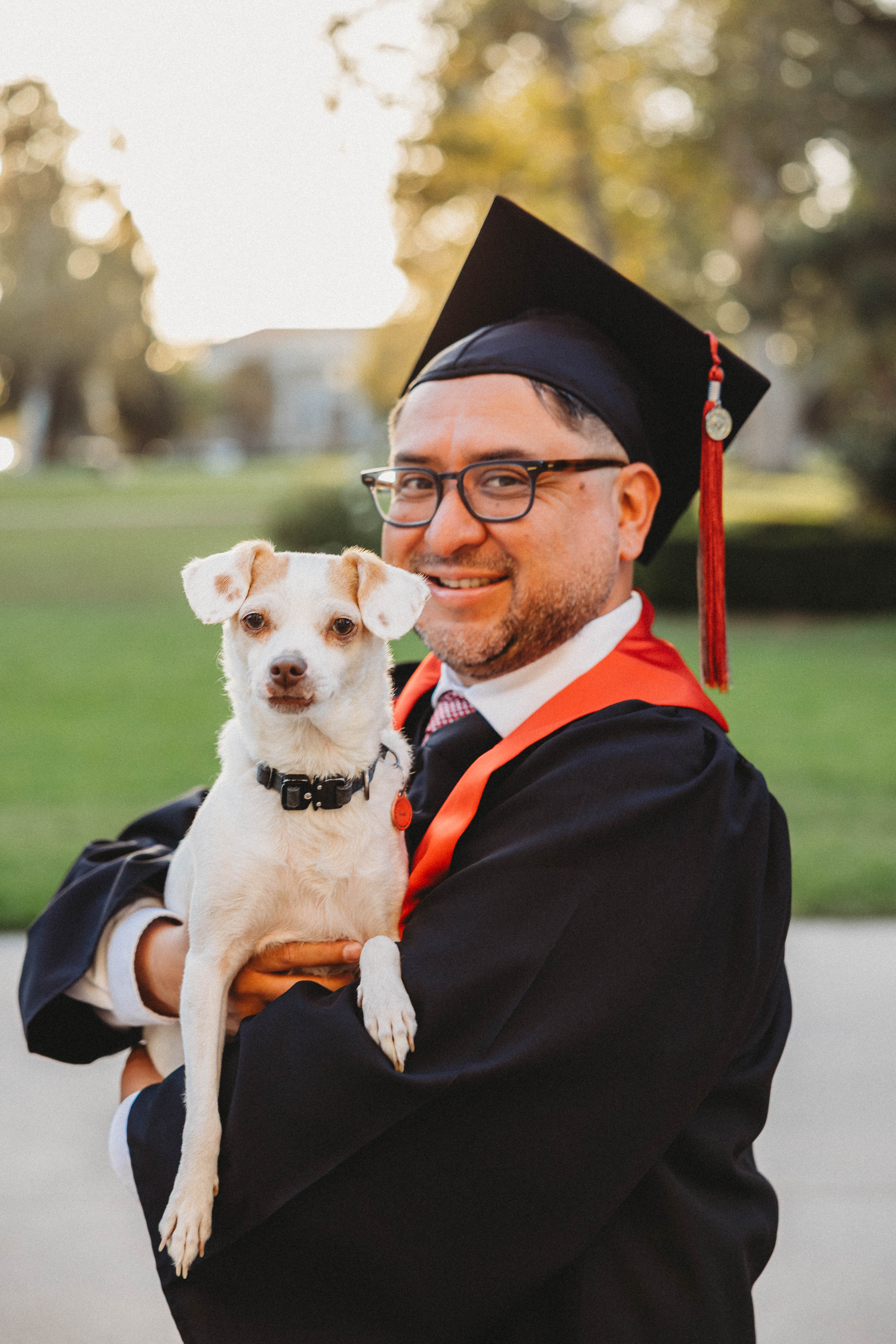 A photo of me and my chihuahua-poodle mix dog Fresa